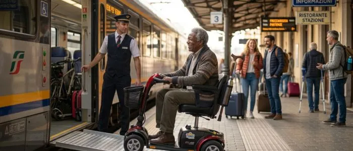 Scooter per disabili trasportato durante un viaggio