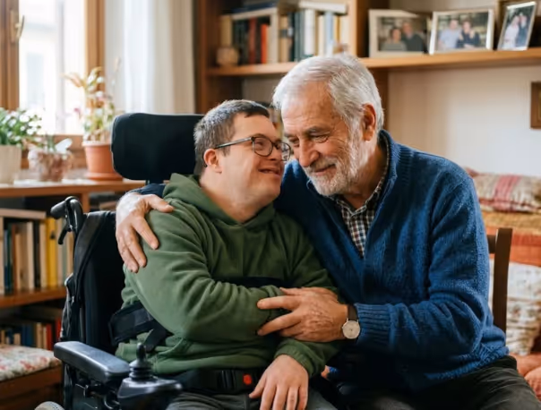 Persona con disabilità accompagnata verso una maggiore autonomia nella vita quotidiana