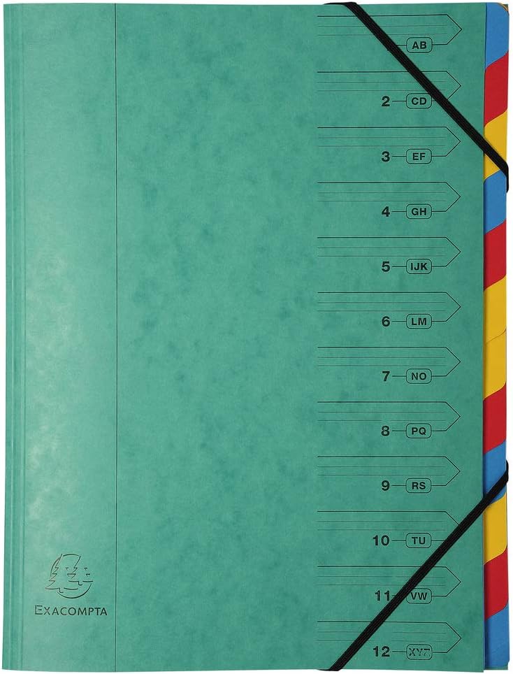 Exacompta 54120E Classificatori con Punti Metallici, 24x32 cm, Multicolore